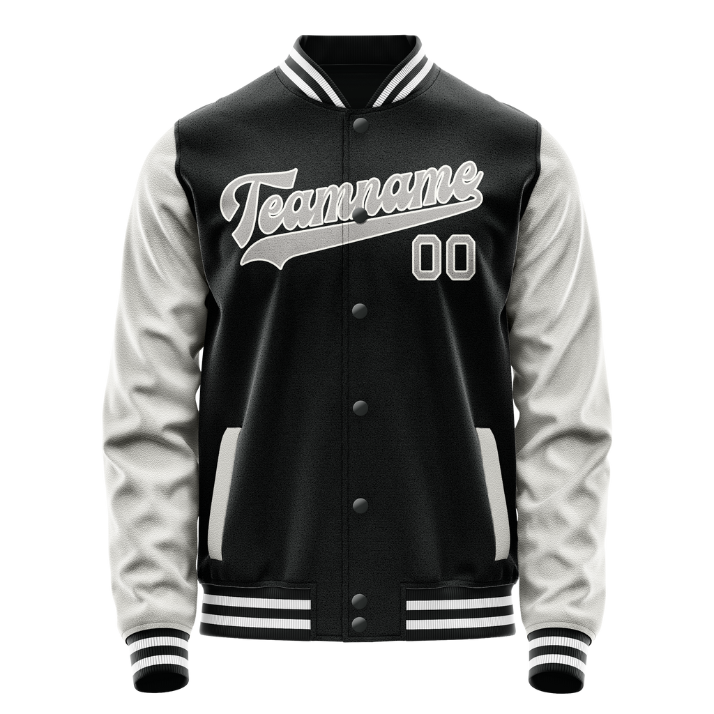 Personalized Black & Gray Solid Color Varsity Letterman Jacket