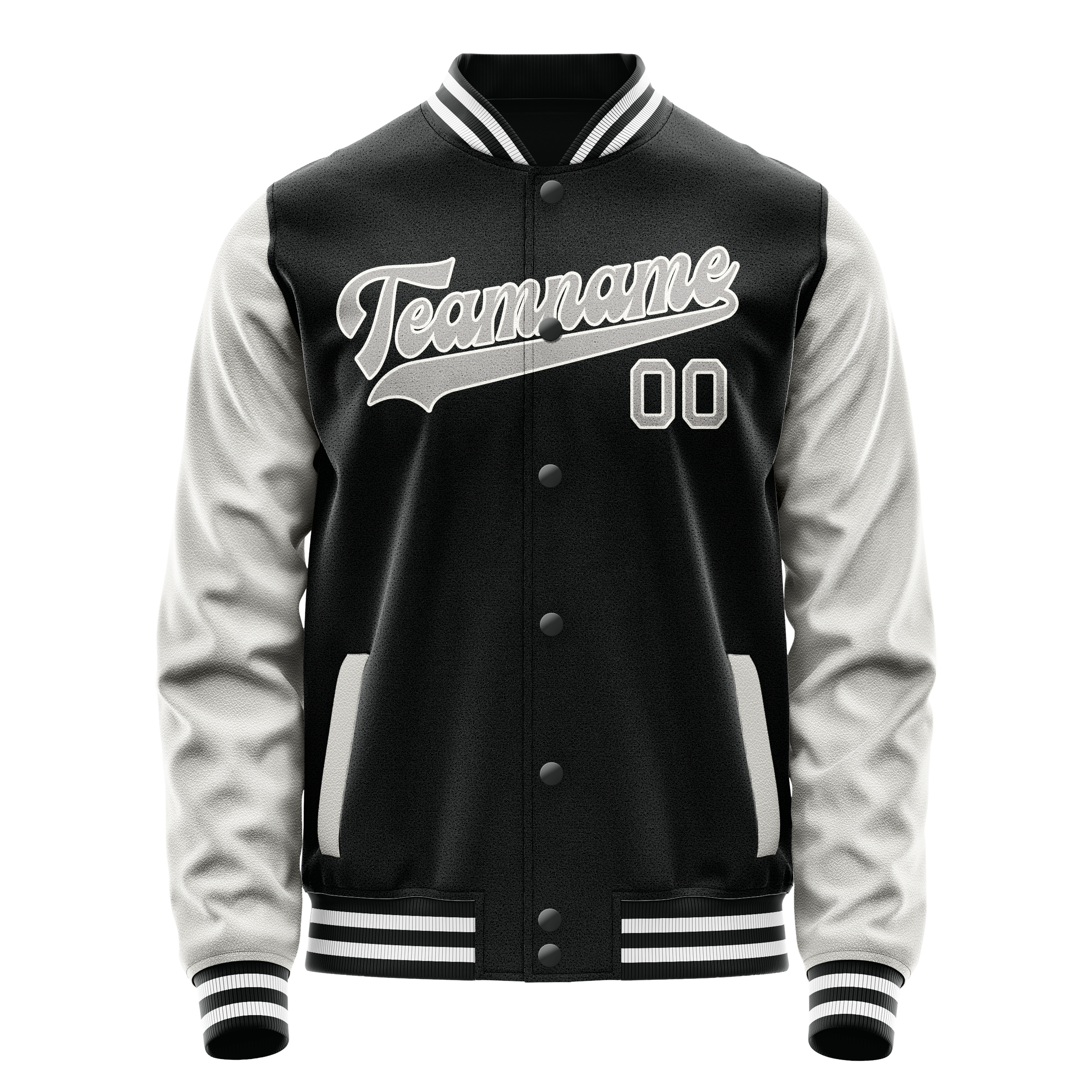 Personalized Black & Gray Solid Color Varsity Letterman Jacket