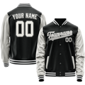 Personalized Black & Gray Solid Color Varsity Letterman Jacket