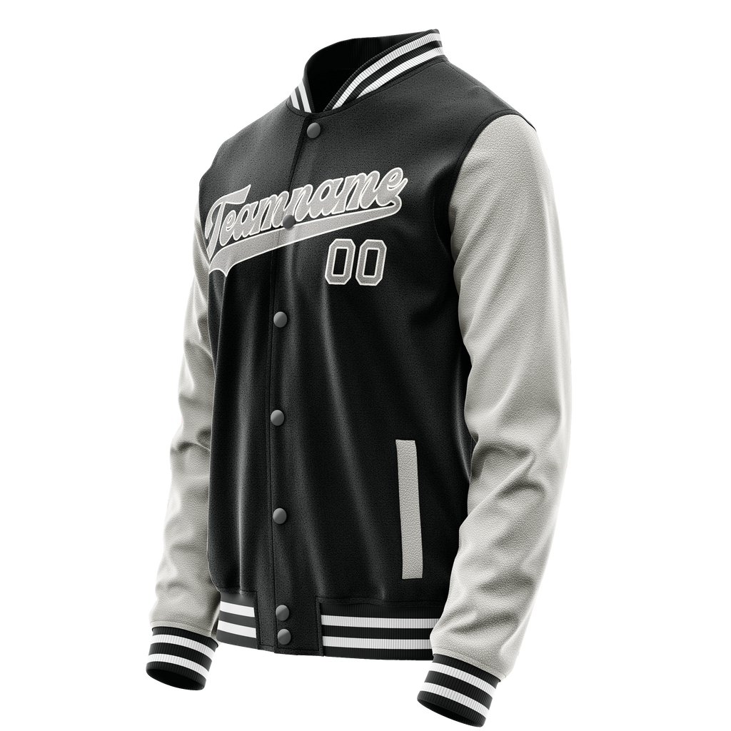 Personalized Black & Gray Solid Color Varsity Letterman Jacket