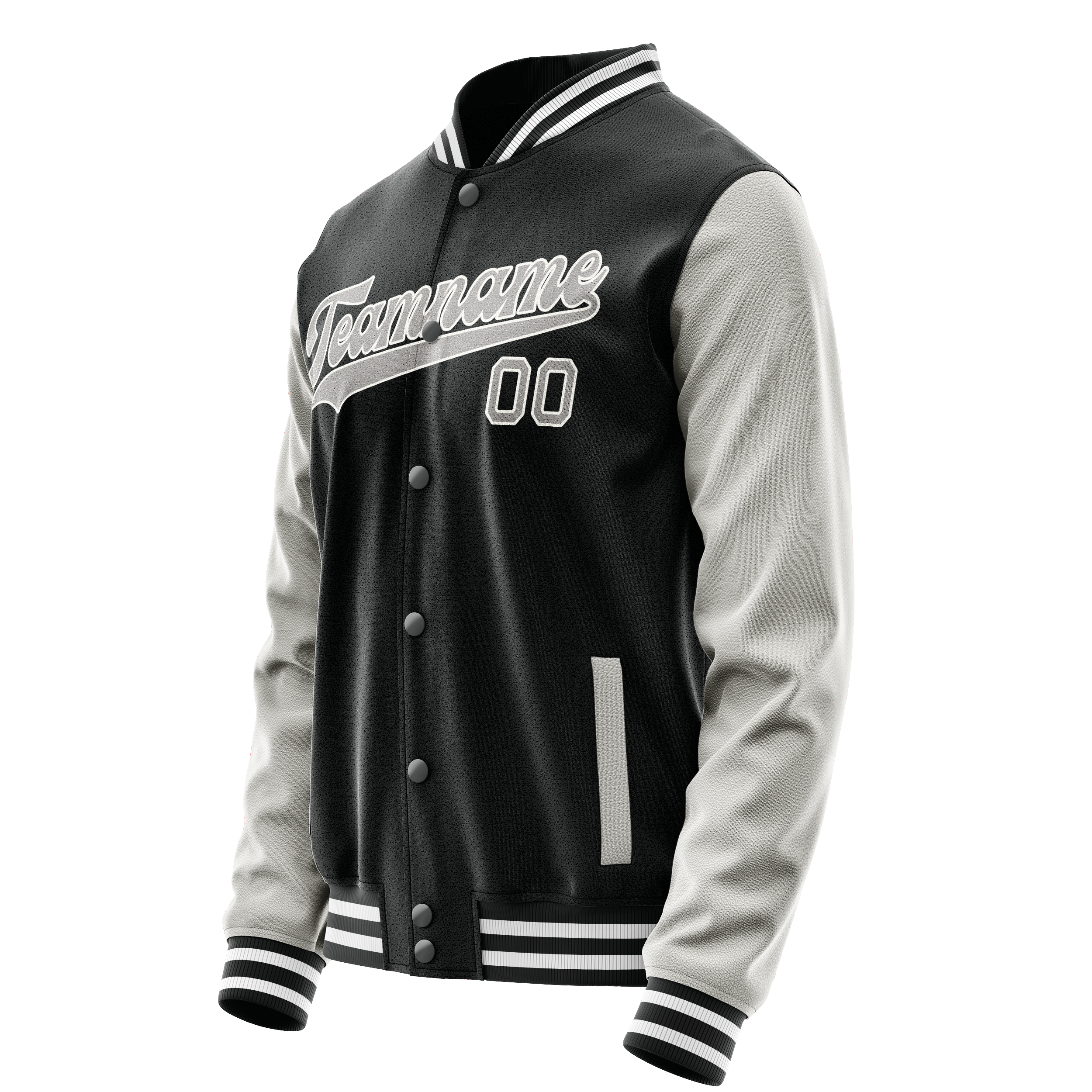 Personalized Black & Gray Solid Color Varsity Letterman Jacket