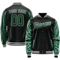 Personalized Black & Green Solid Color Varsity Letterman Jacket