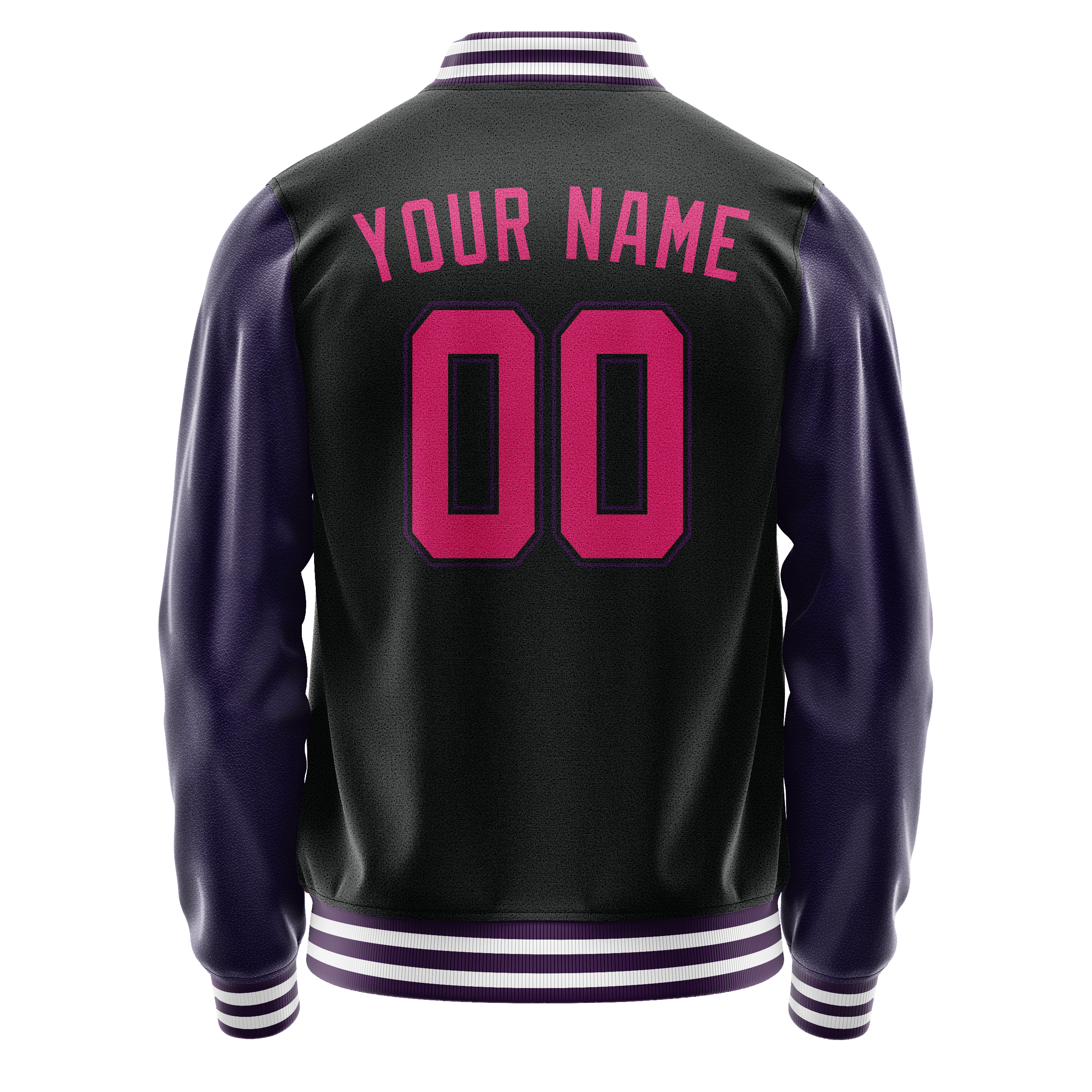 Personalized Black & Purple Solid Color Varsity Letterman Jacket