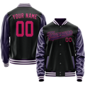 Personalized Black & Purple Solid Color Varsity Letterman Jacket