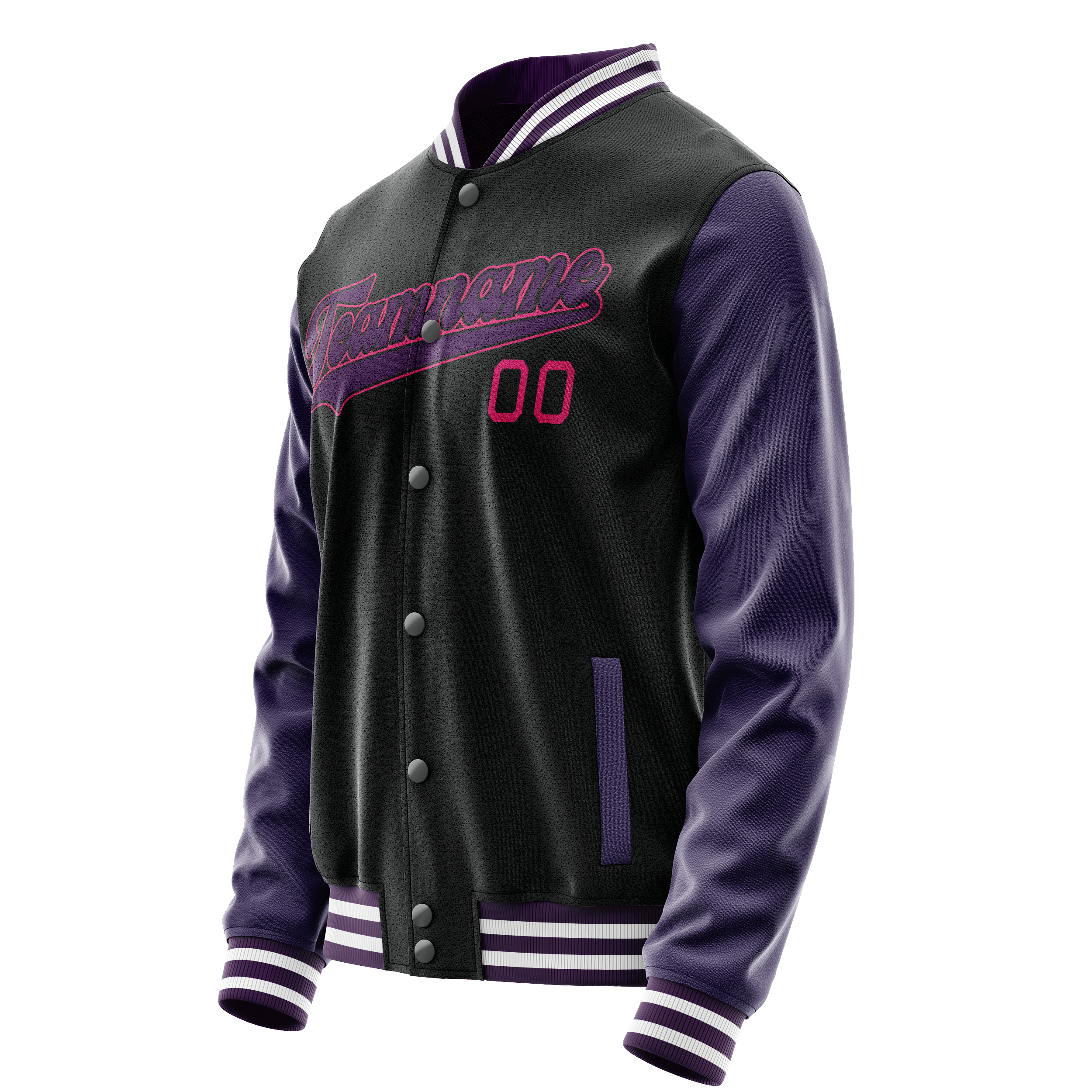 Personalized Black & Purple Solid Color Varsity Letterman Jacket