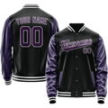 Personalized Black & Purple Solid Color Varsity Letterman Jacket