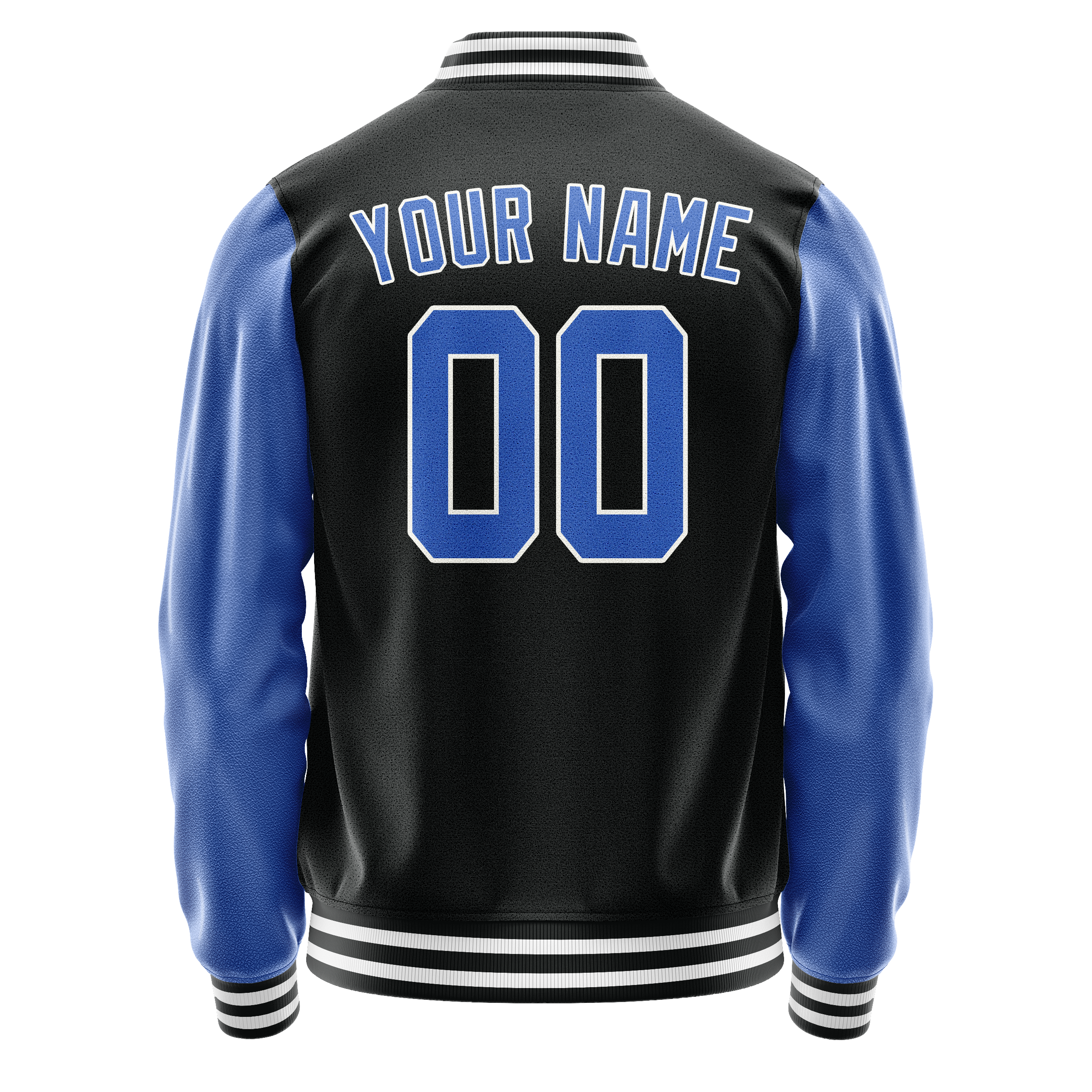 Personalized Black & Light-Blue Solid Color Varsity Letterman Jacket