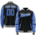 Personalized Black & Light-Blue Solid Color Varsity Letterman Jacket