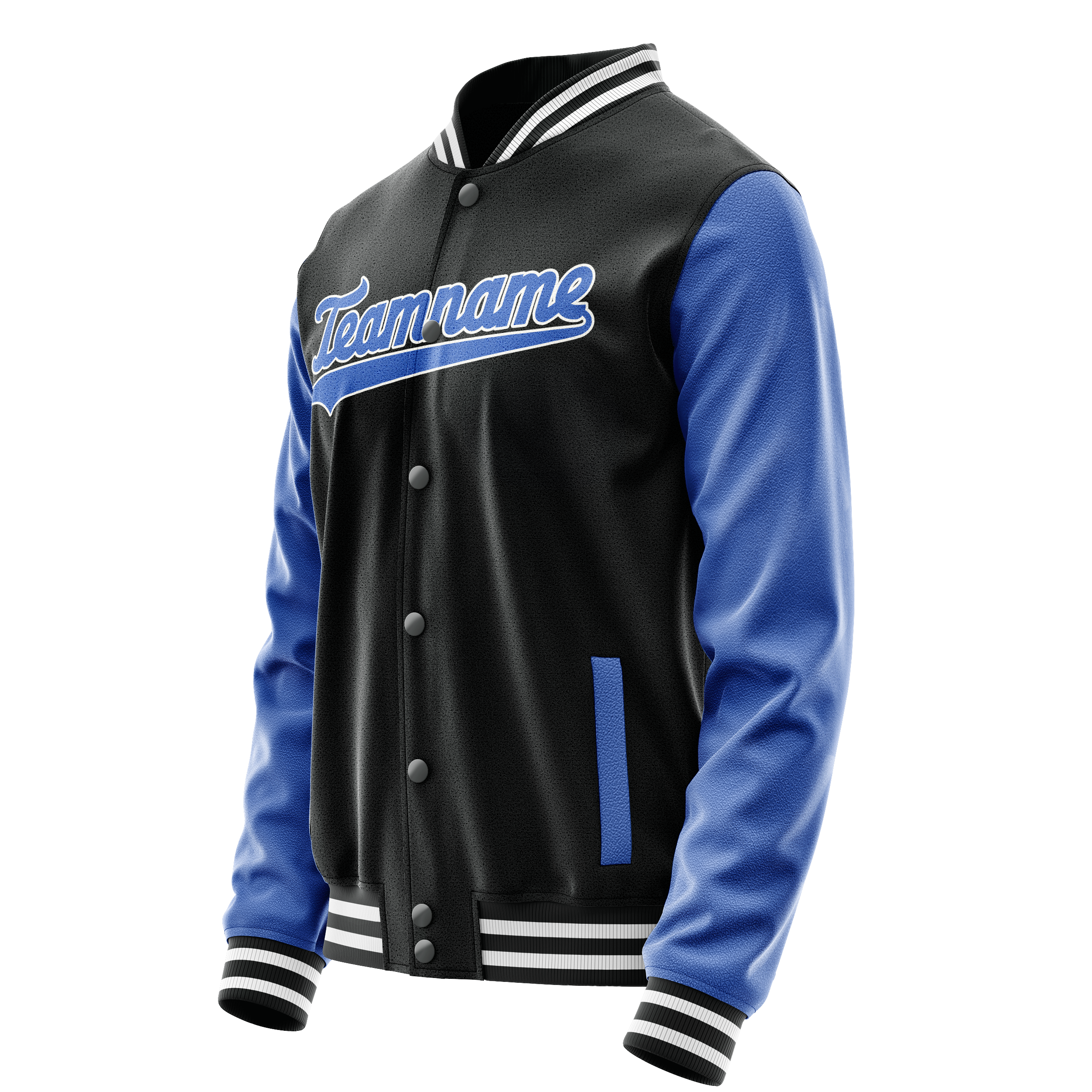 Personalized Black & Light-Blue Solid Color Varsity Letterman Jacket
