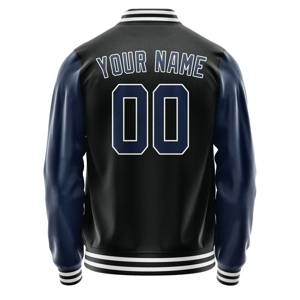 Personalized Black & Blue Solid Color Varsity Letterman Jacket