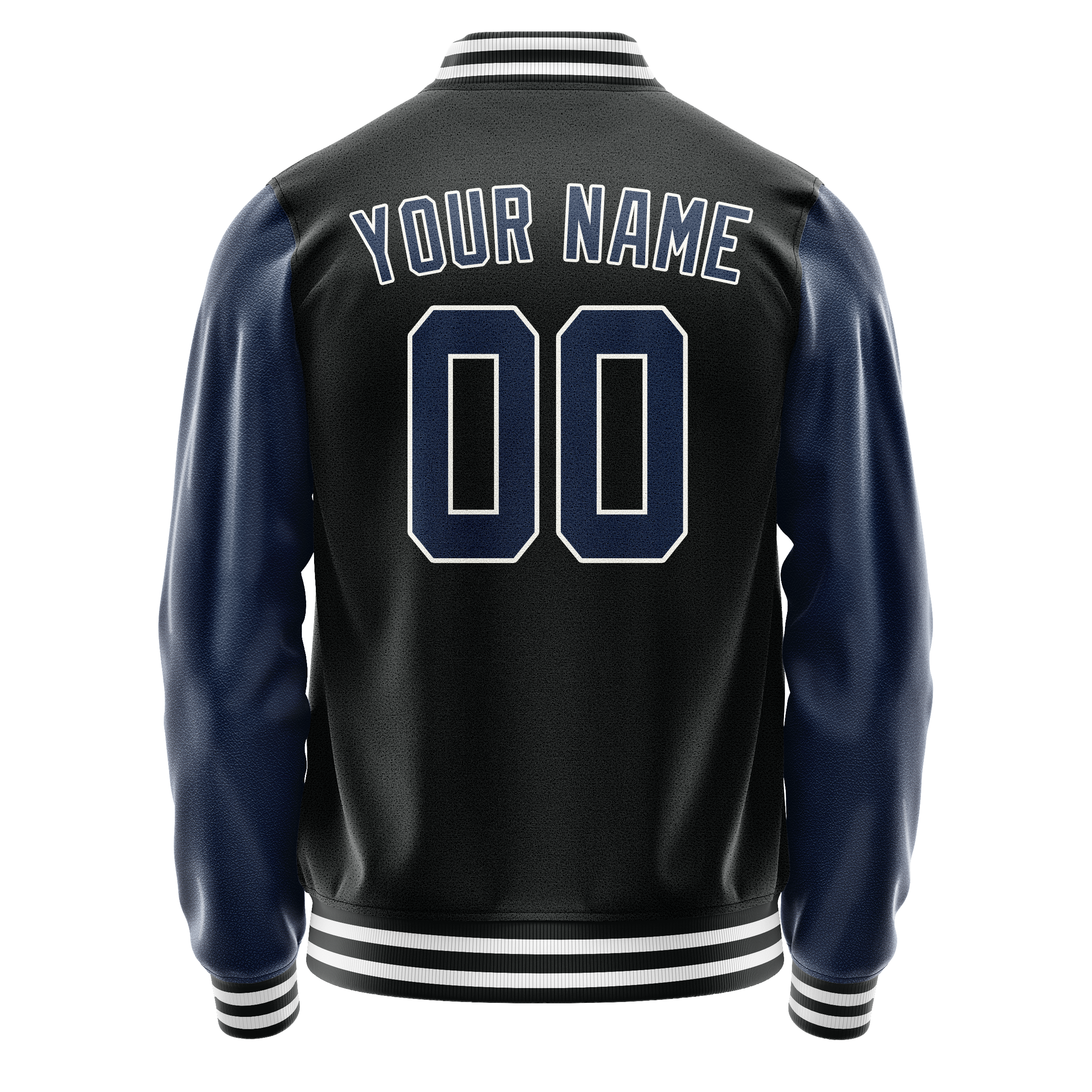 Personalized Black & Blue Solid Color Varsity Letterman Jacket