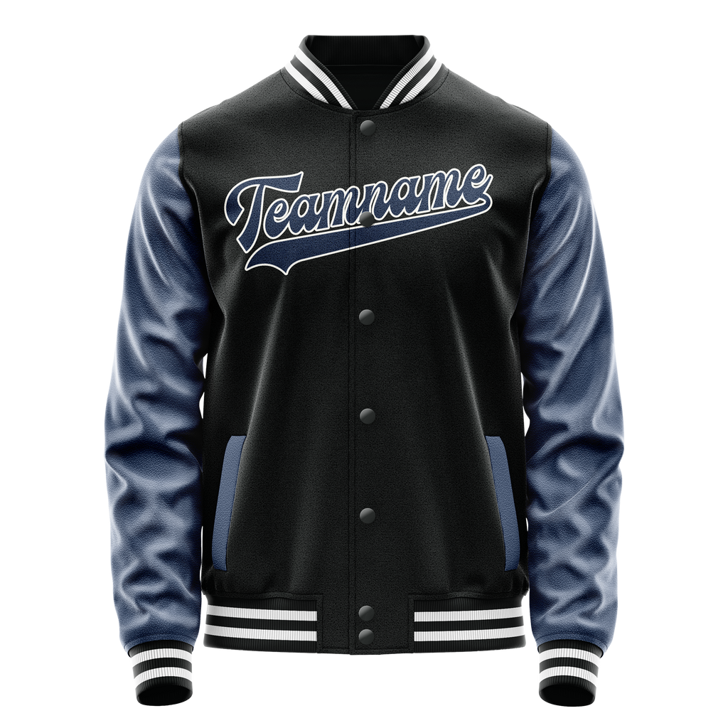 Personalized Black & Blue Solid Color Varsity Letterman Jacket