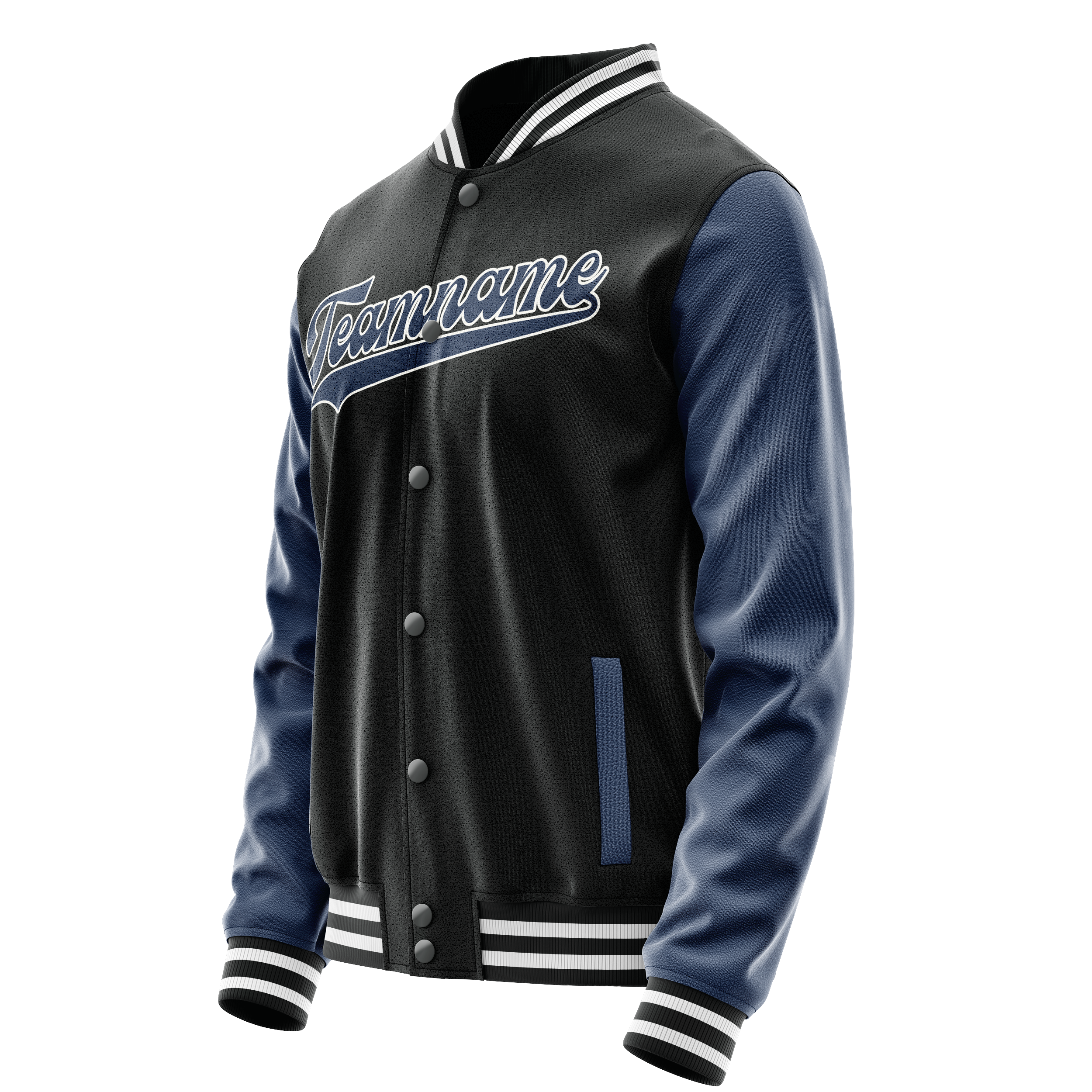 Personalized Black & Blue Solid Color Varsity Letterman Jacket