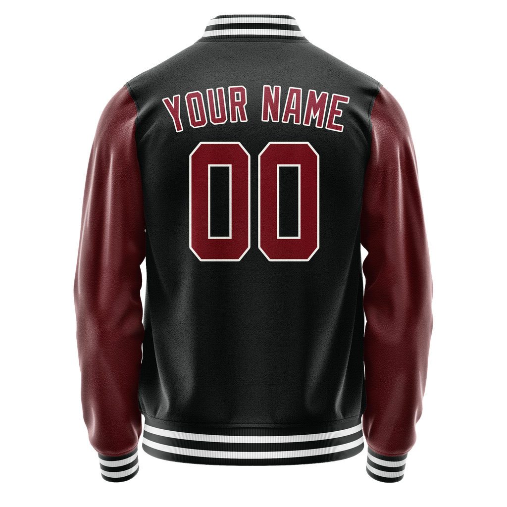 Personalized Black & Texas-Orange Solid Color Varsity Letterman Jacket