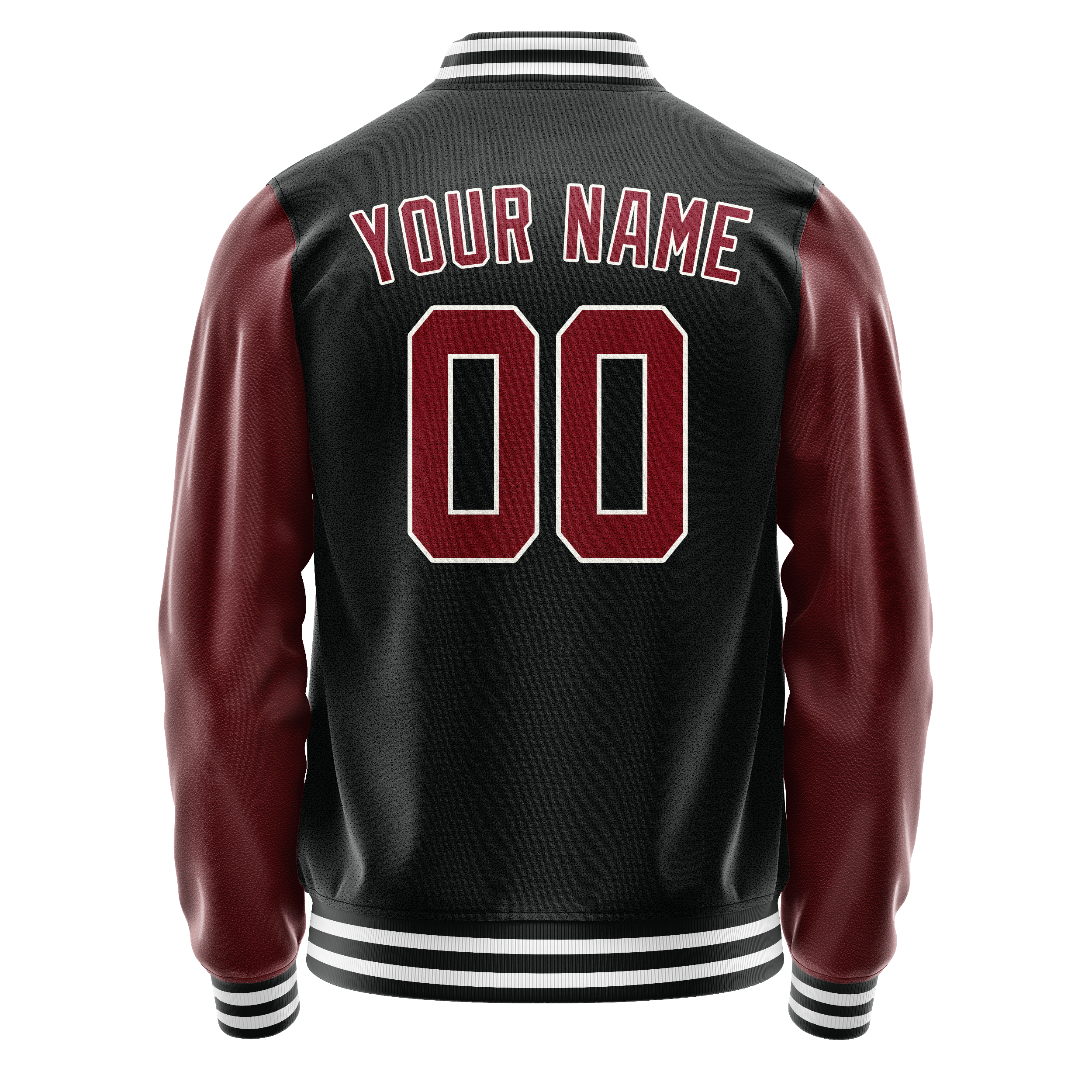 Personalized Black & Texas-Orange Solid Color Varsity Letterman Jacket
