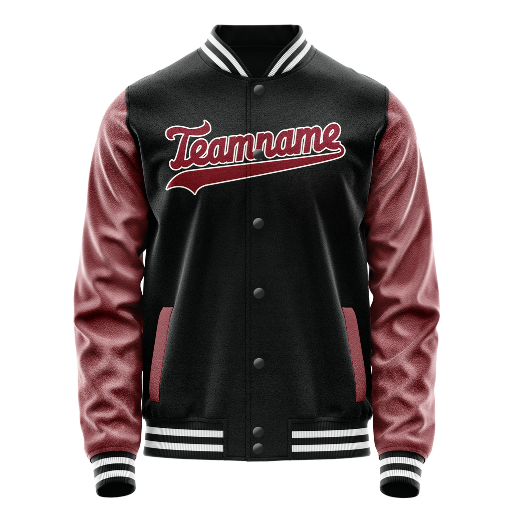 Personalized Black & Texas-Orange Solid Color Varsity Letterman Jacket