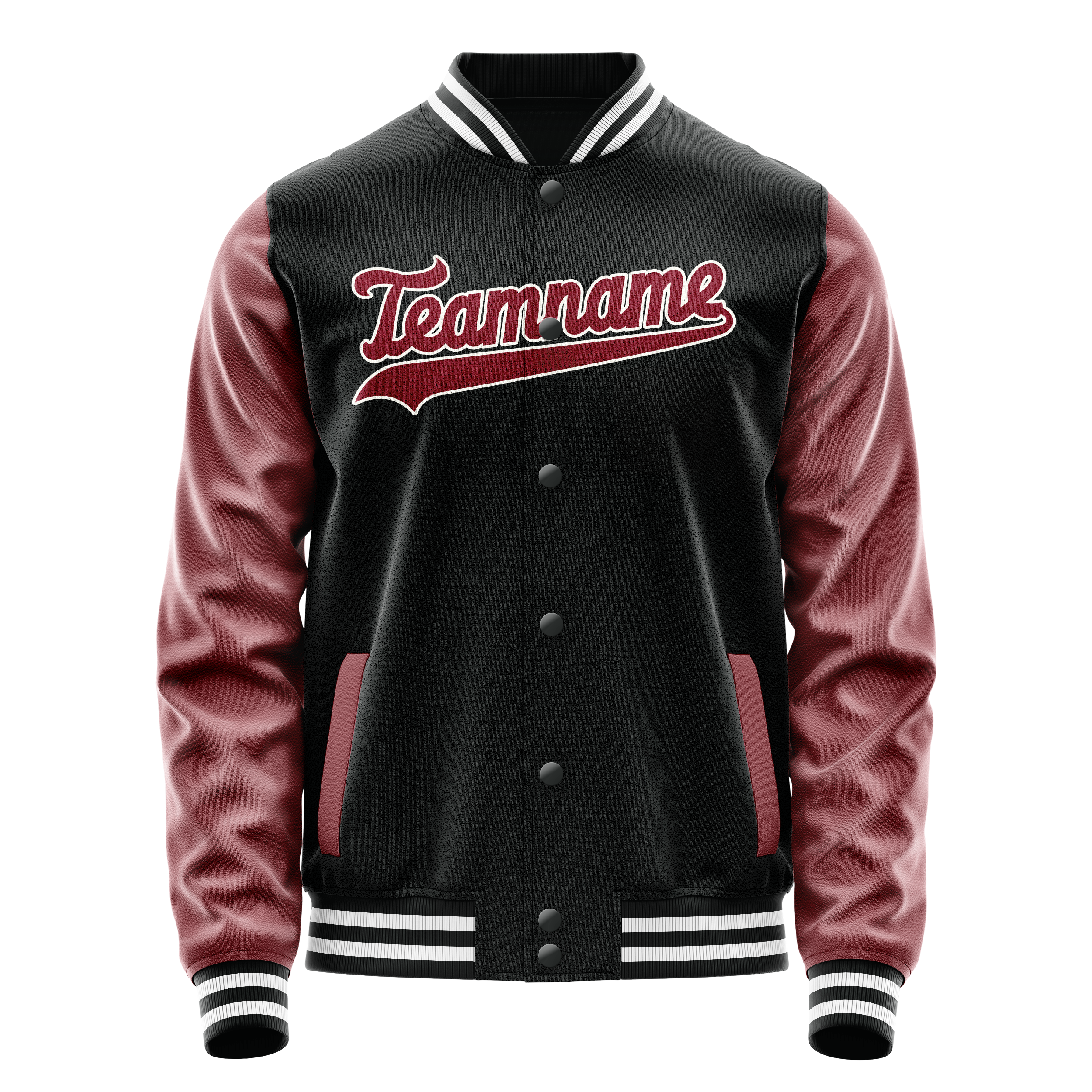 Personalized Black & Texas-Orange Solid Color Varsity Letterman Jacket