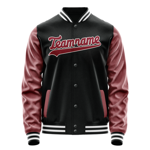 Personalized Black & Texas-Orange Solid Color Varsity Letterman Jacket
