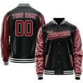 Personalized Black & Texas-Orange Solid Color Varsity Letterman Jacket