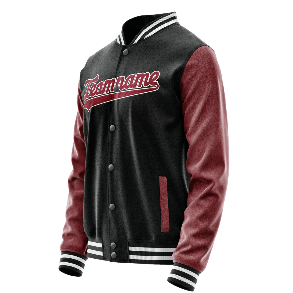 Personalized Black & Texas-Orange Solid Color Varsity Letterman Jacket