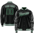 Personalized Black & Green Solid Color Varsity Letterman Jacket