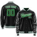 Personalized Black & Neon-Green Solid Color Varsity Letterman Jacket