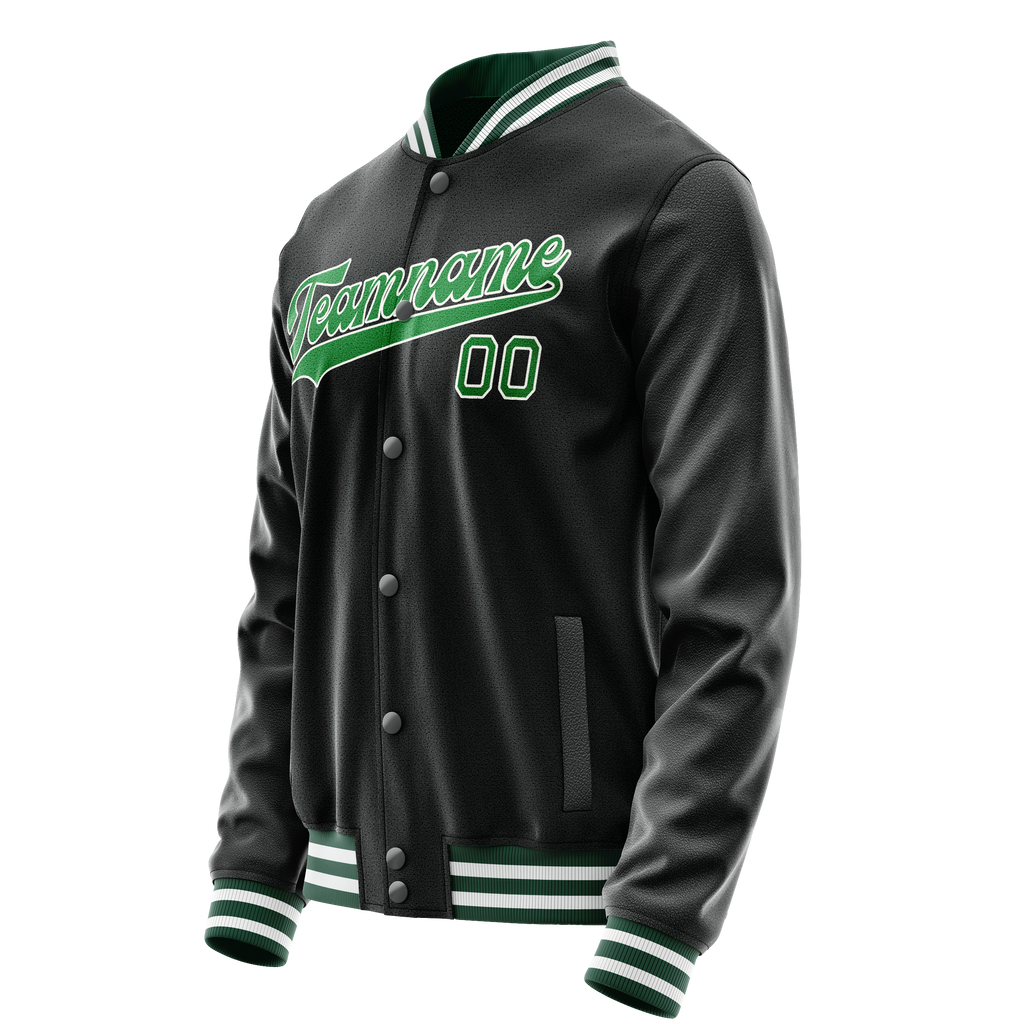Personalized Black & Neon-Green Solid Color Varsity Letterman Jacket