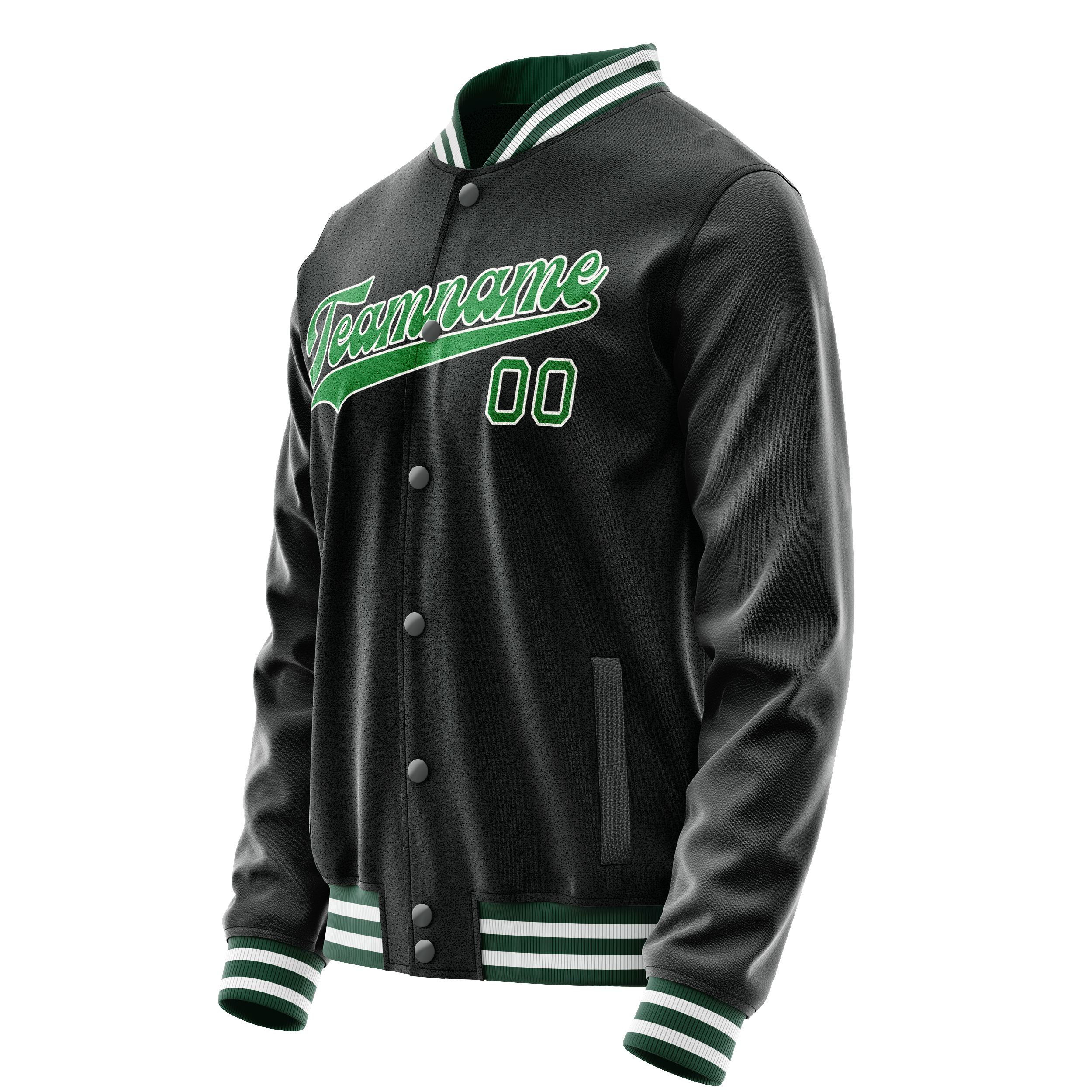 Personalized Black & Neon-Green Solid Color Varsity Letterman Jacket