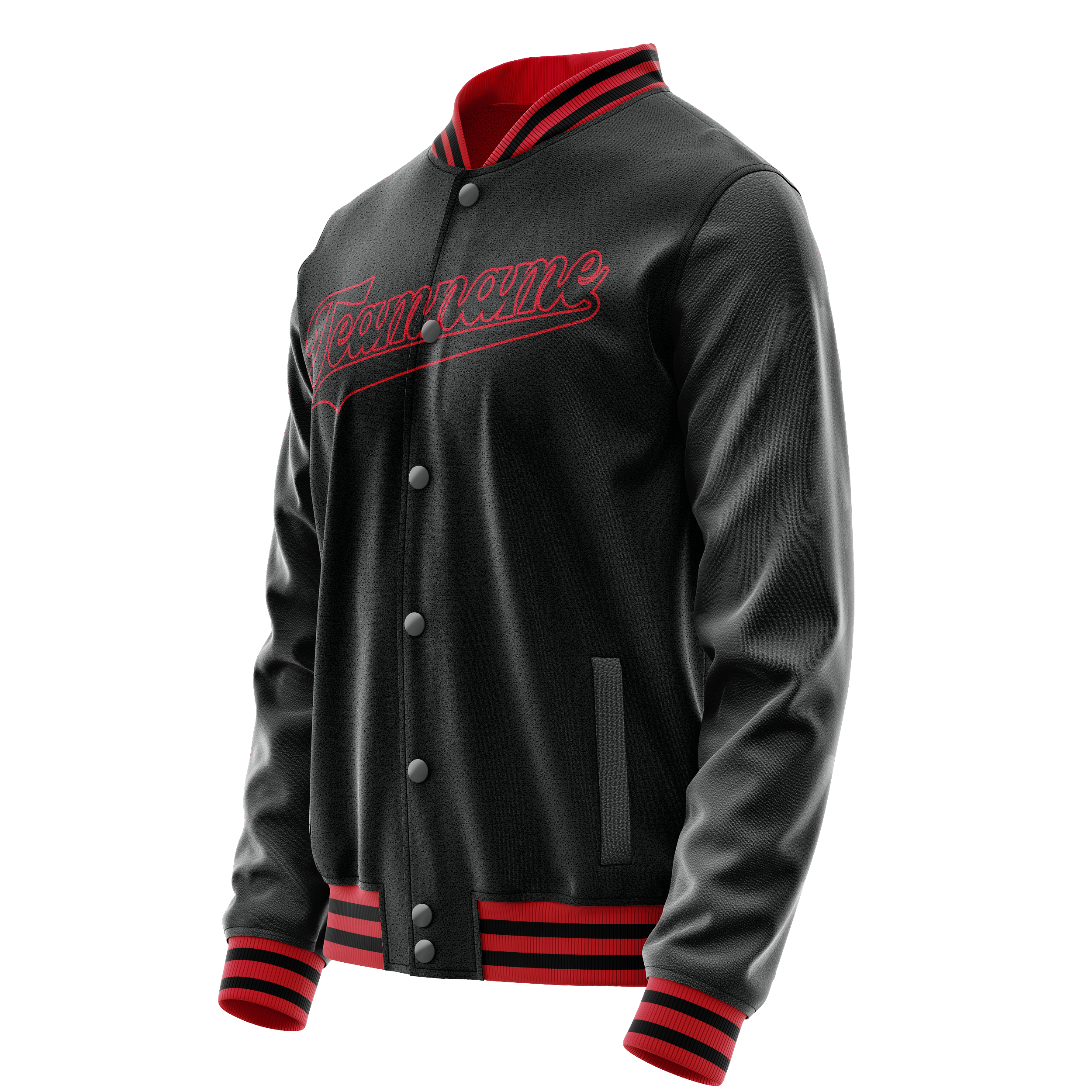 Personalized Black & Crimson Solid Color Varsity Letterman Jacket