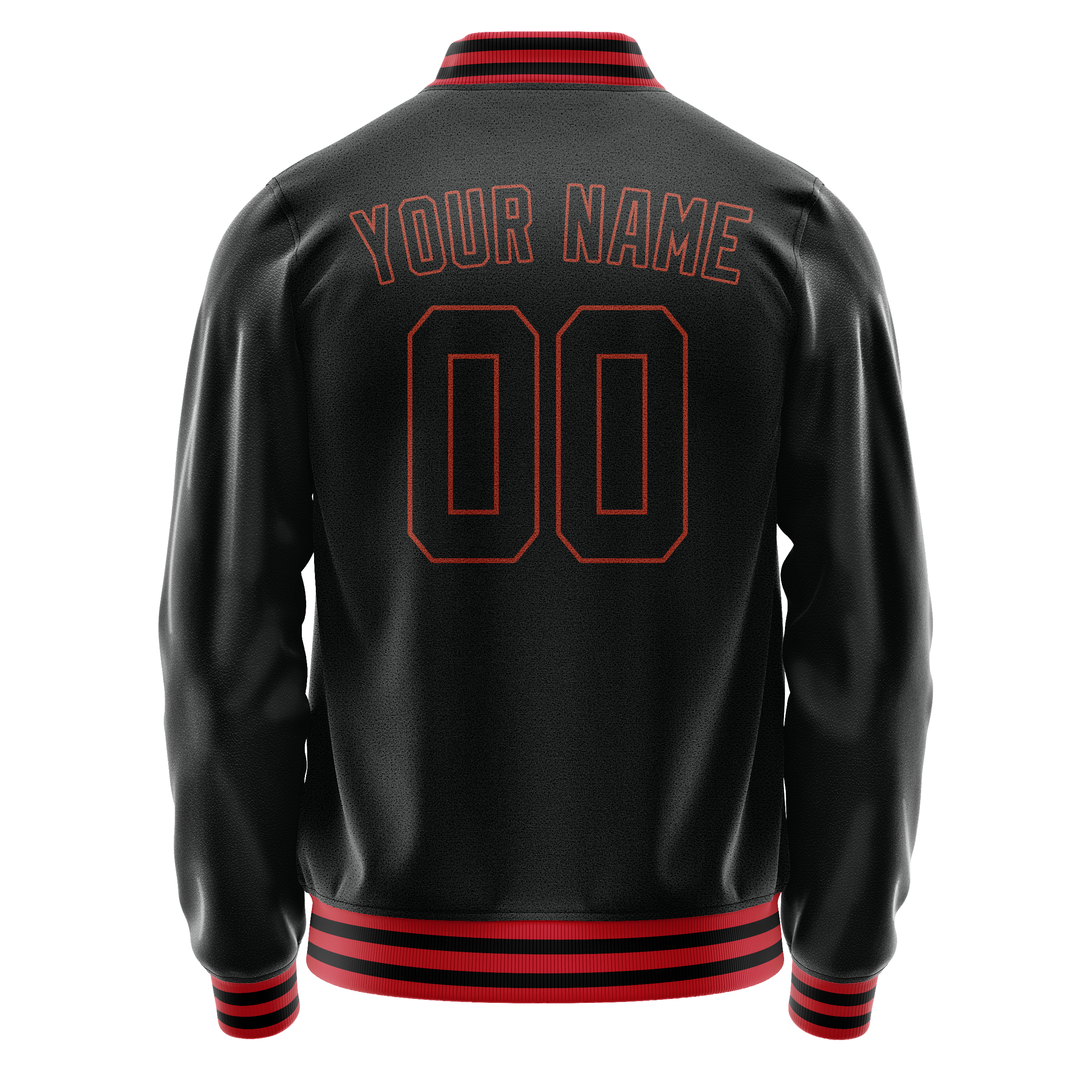Personalized Black & Orange Solid Color Varsity Letterman Jacket
