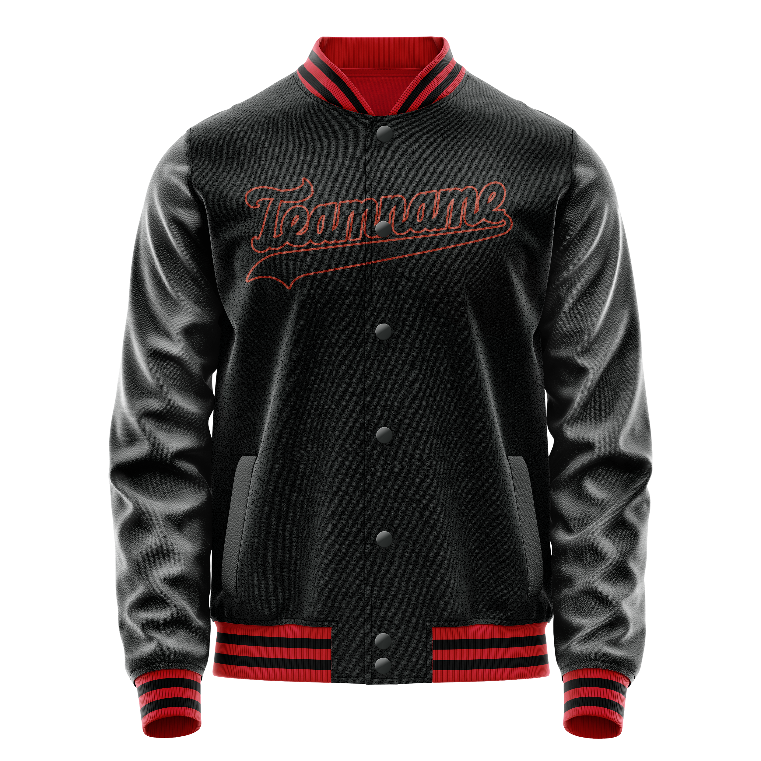 Personalized Black & Orange Solid Color Varsity Letterman Jacket