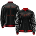 Personalized Black & Orange Solid Color Varsity Letterman Jacket