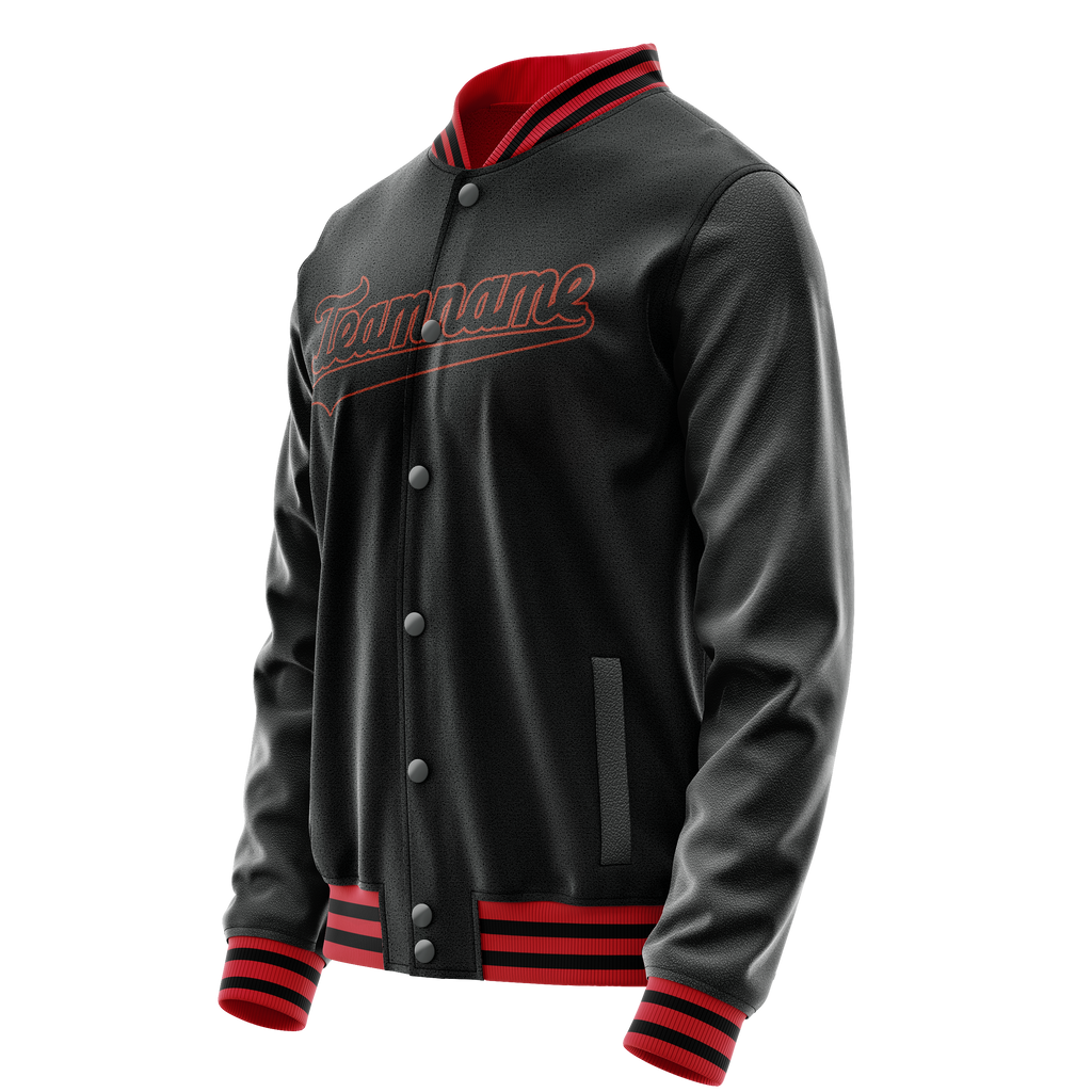 Personalized Black & Orange Solid Color Varsity Letterman Jacket