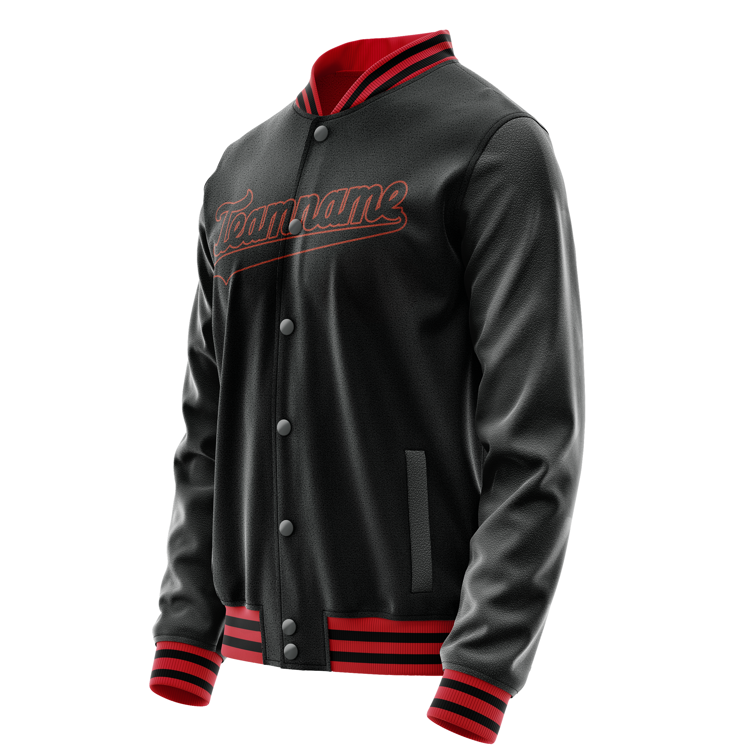 Personalized Black & Orange Solid Color Varsity Letterman Jacket