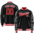 Personalized Black & Red Solid Color Varsity Letterman Jacket