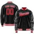 Personalized Black & Red Solid Color Varsity Letterman Jacket