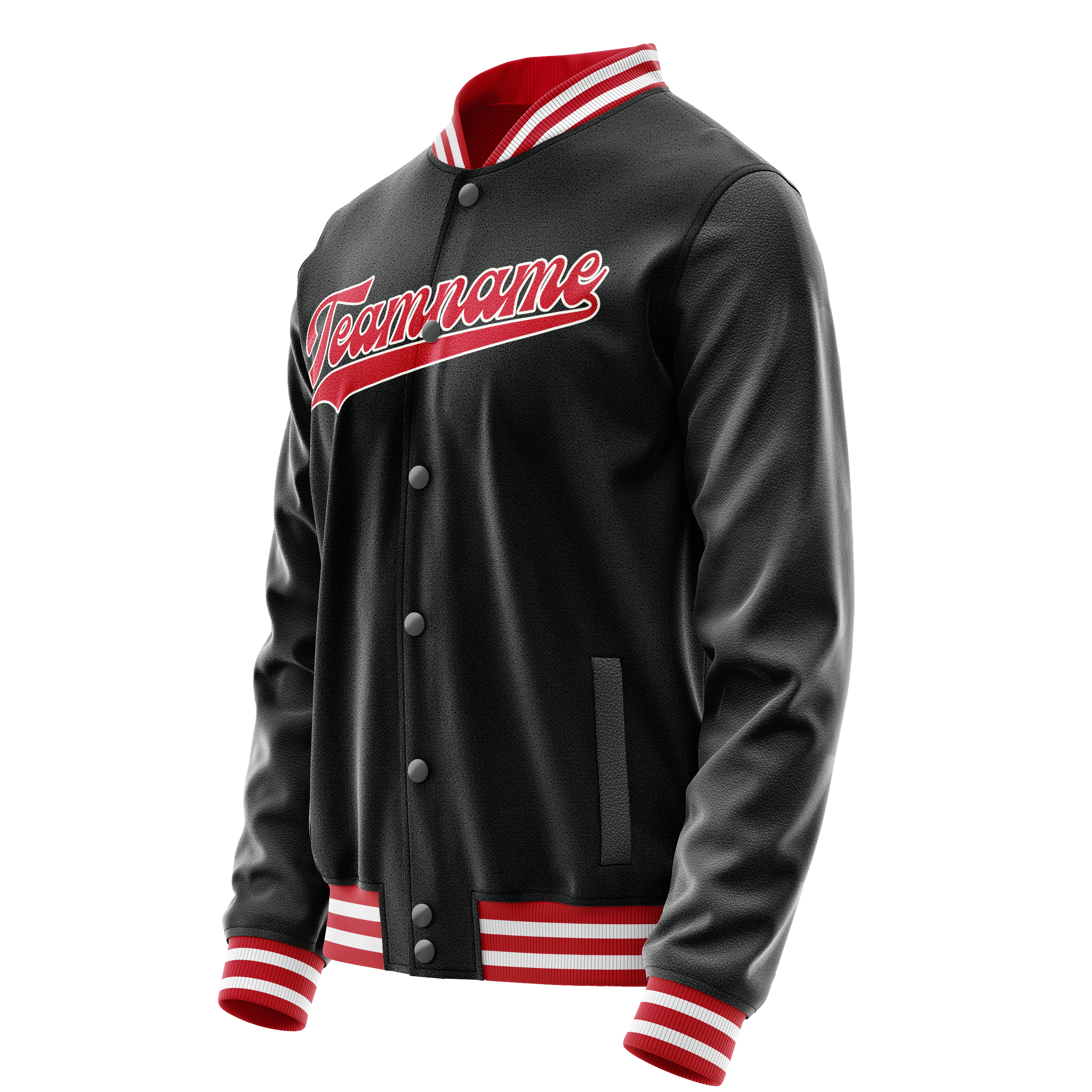 Personalized Black & Red Solid Color Varsity Letterman Jacket