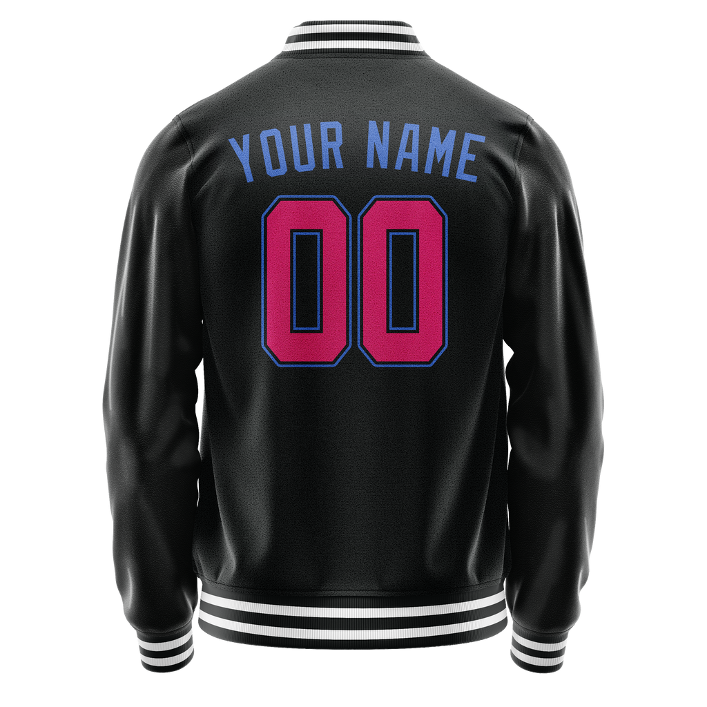 Personalized Black & Light-Blue Solid Color Varsity Letterman Jacket