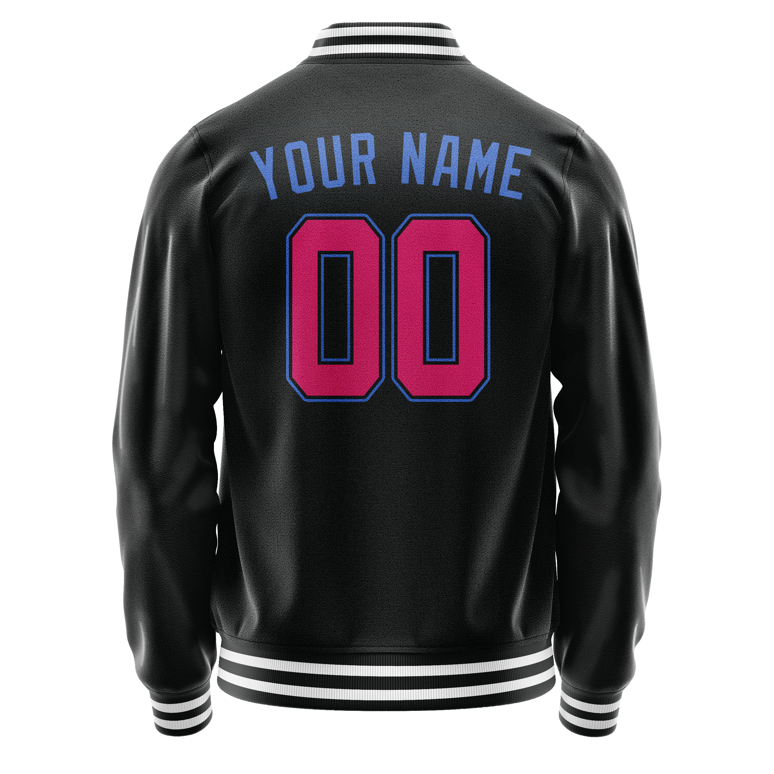 Personalized Black & Light-Blue Solid Color Varsity Letterman Jacket