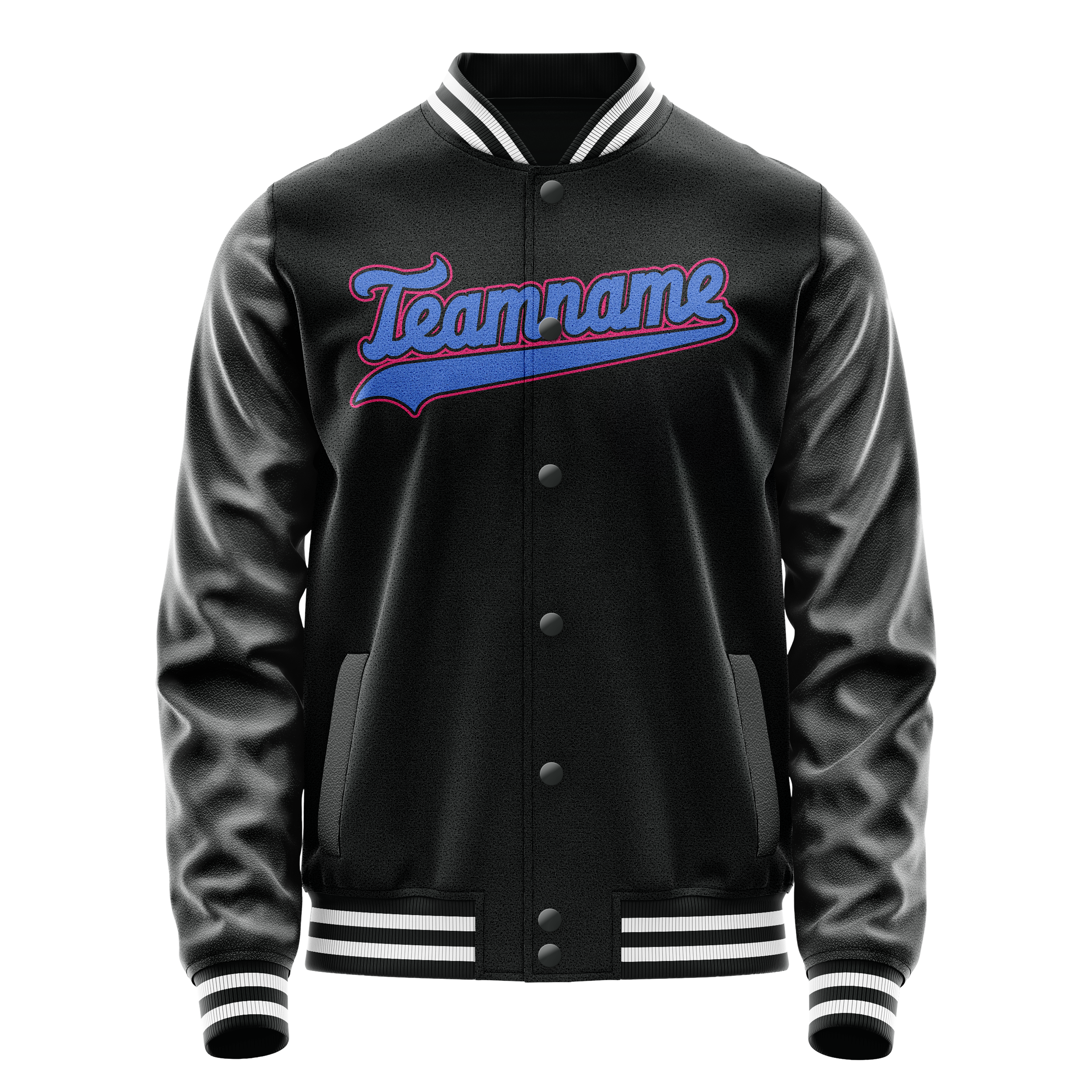 Personalized Black & Light-Blue Solid Color Varsity Letterman Jacket