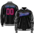 Personalized Black & Light-Blue Solid Color Varsity Letterman Jacket