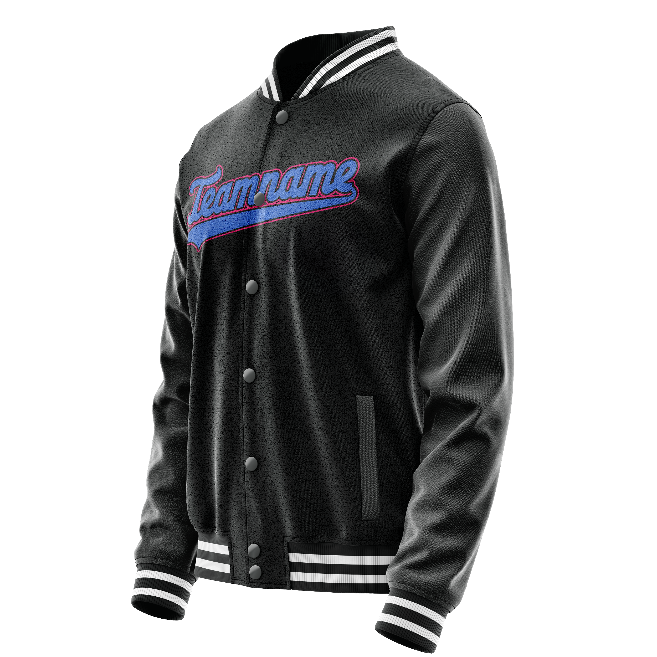 Personalized Black & Light-Blue Solid Color Varsity Letterman Jacket