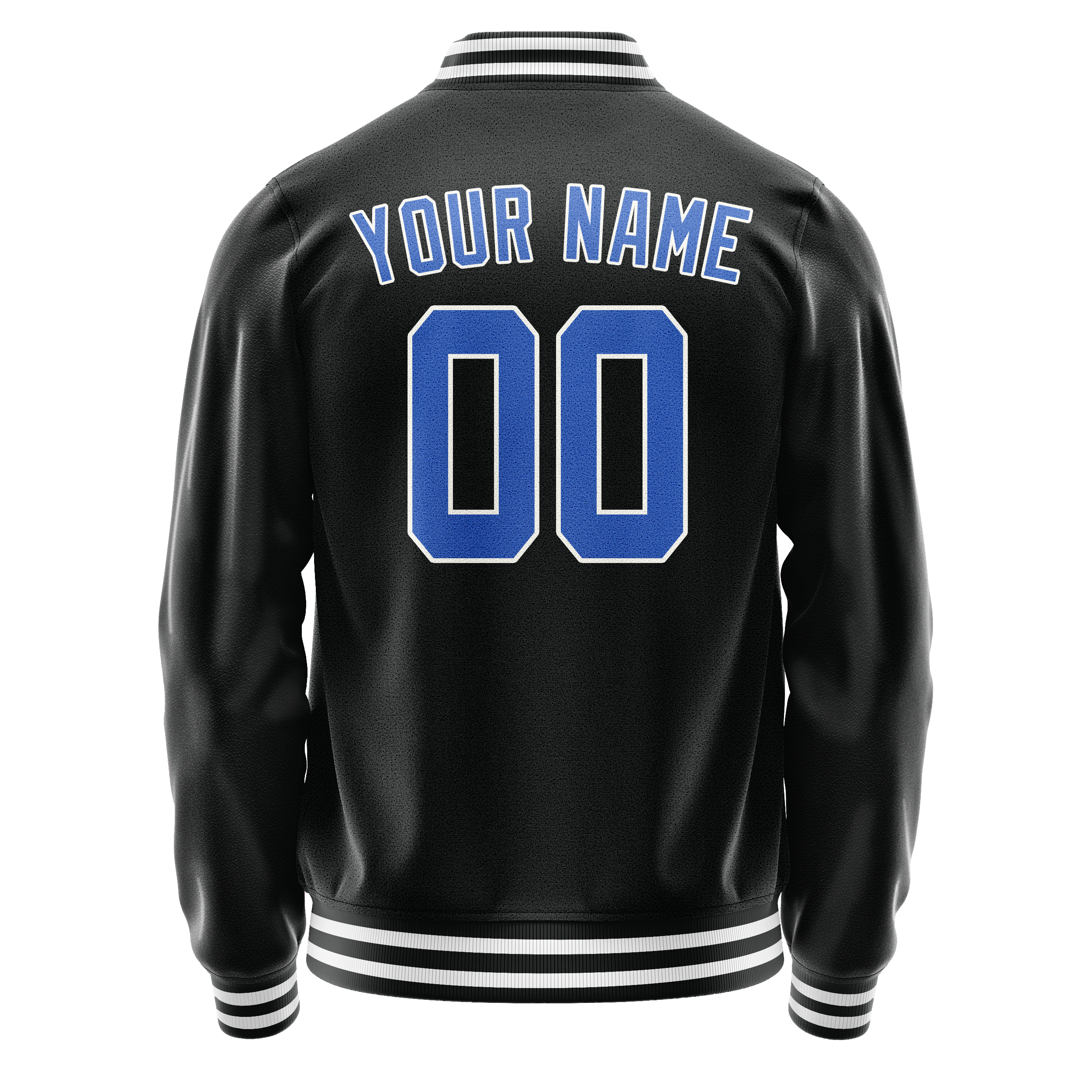 Personalized Black & Light-Blue Solid Color Varsity Letterman Jacket