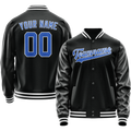 Personalized Black & Light-Blue Solid Color Varsity Letterman Jacket