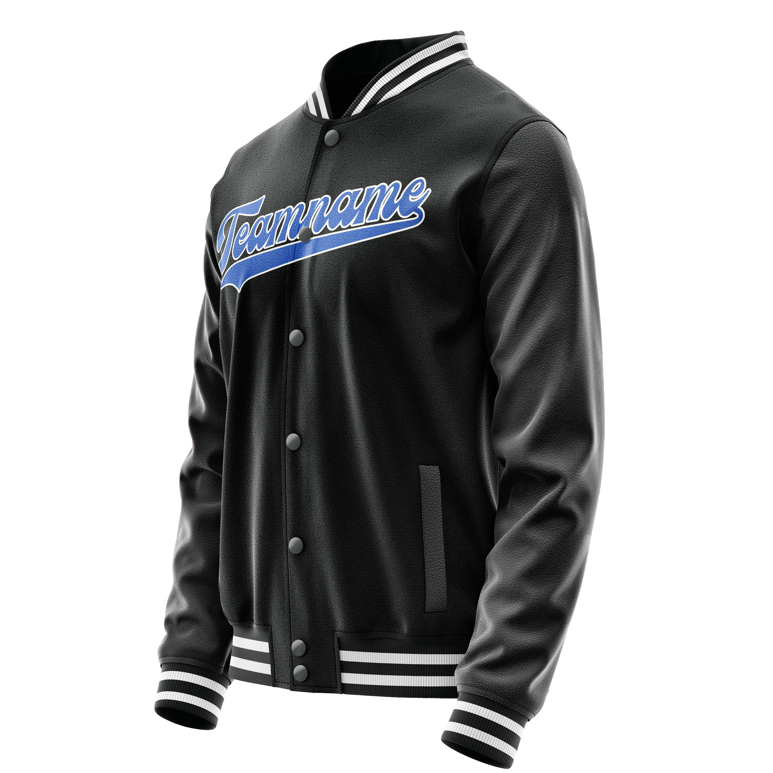 Personalized Black & Light-Blue Solid Color Varsity Letterman Jacket