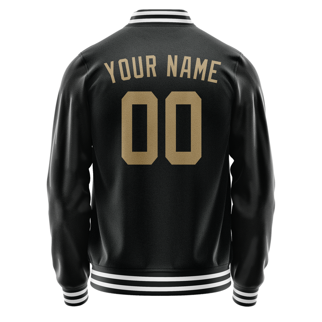 Personalized Black & Cream Solid Color Varsity Letterman Jacket