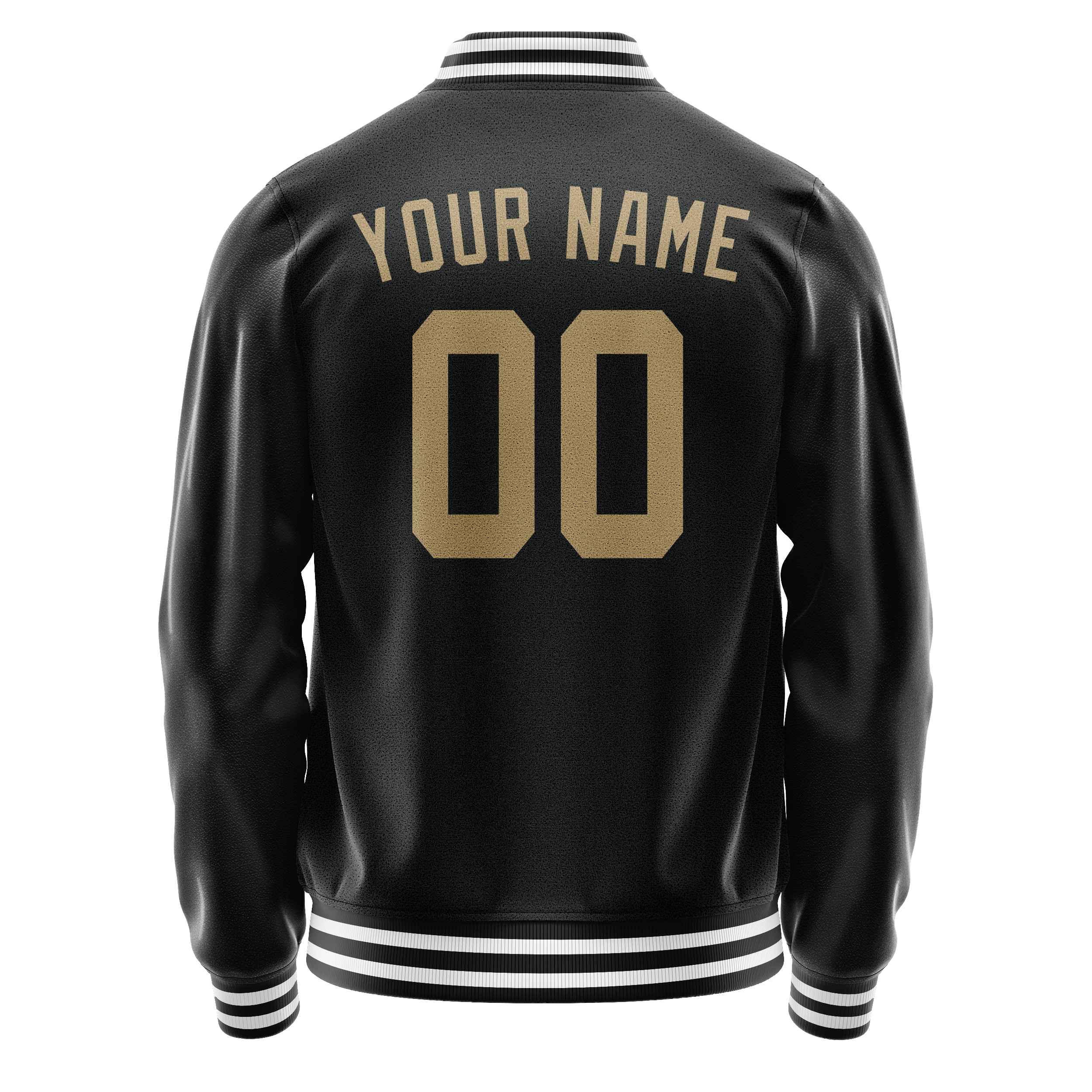 Personalized Black & Cream Solid Color Varsity Letterman Jacket