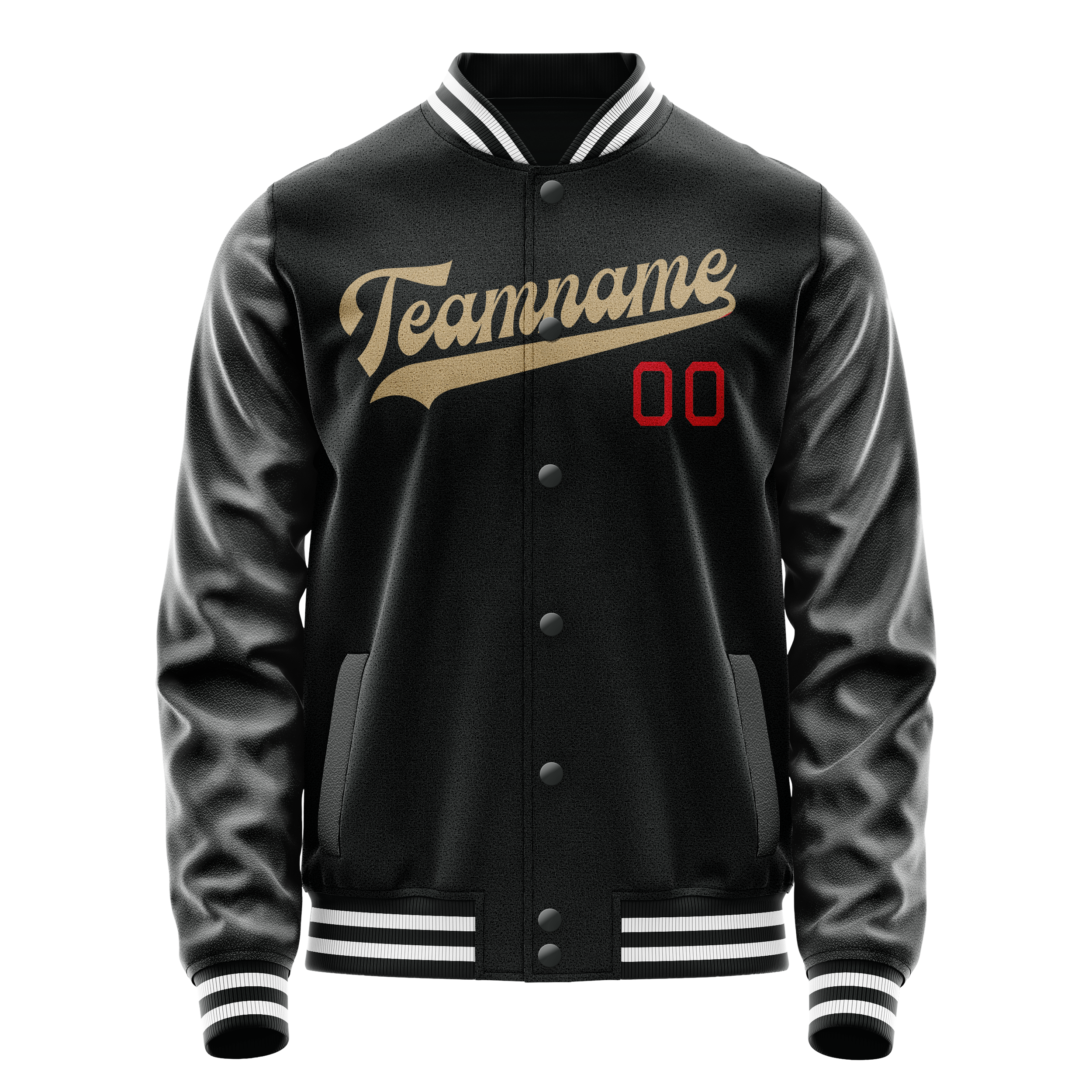 Personalized Black & Cream Solid Color Varsity Letterman Jacket