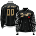 Personalized Black & Cream Solid Color Varsity Letterman Jacket