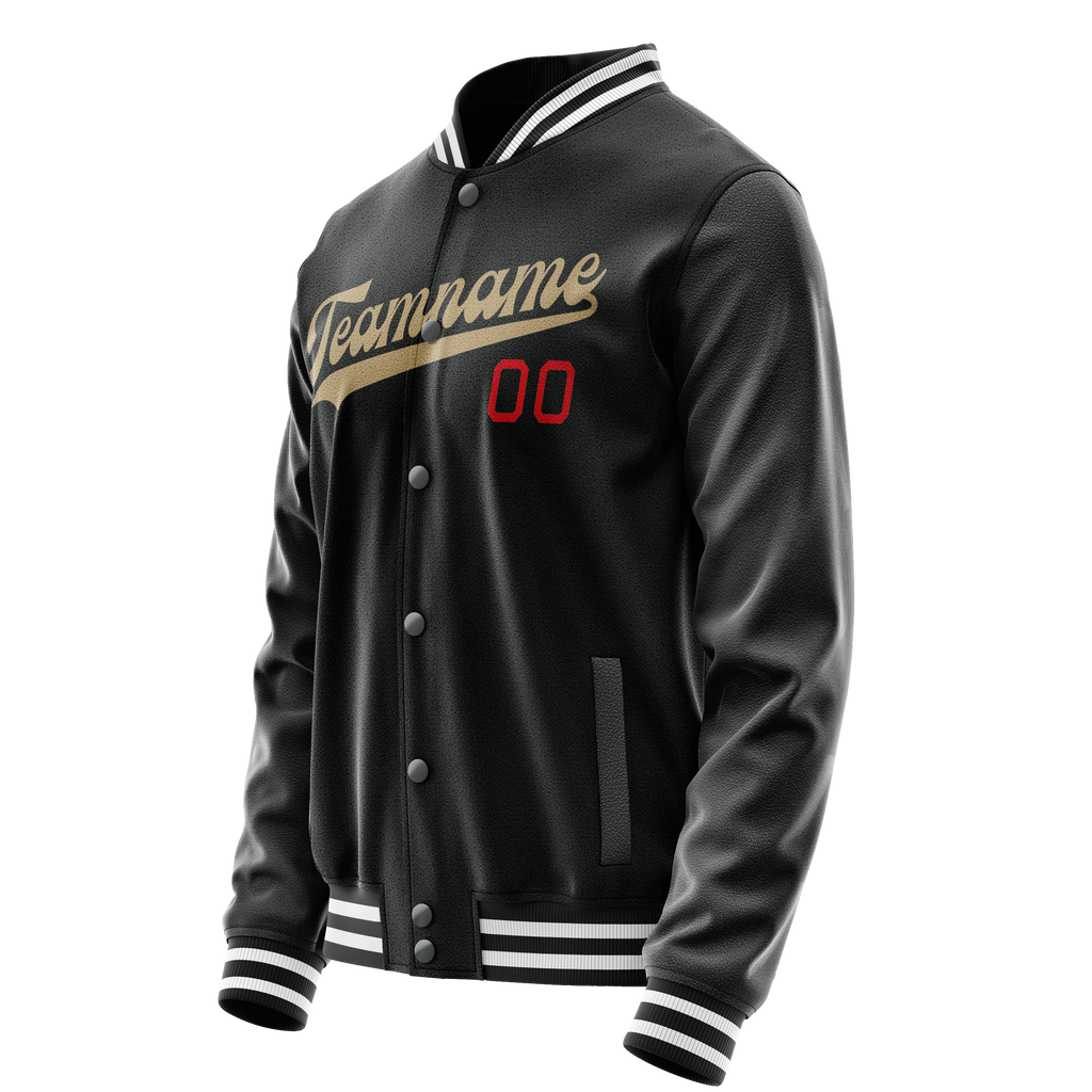 Personalized Black & Cream Solid Color Varsity Letterman Jacket